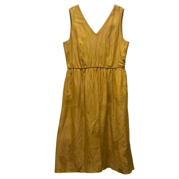 $1998 Lafayette 148 New York Women Yellow Silk Sleeveless A-Line Dress Size 16 - Picture 5 of 12